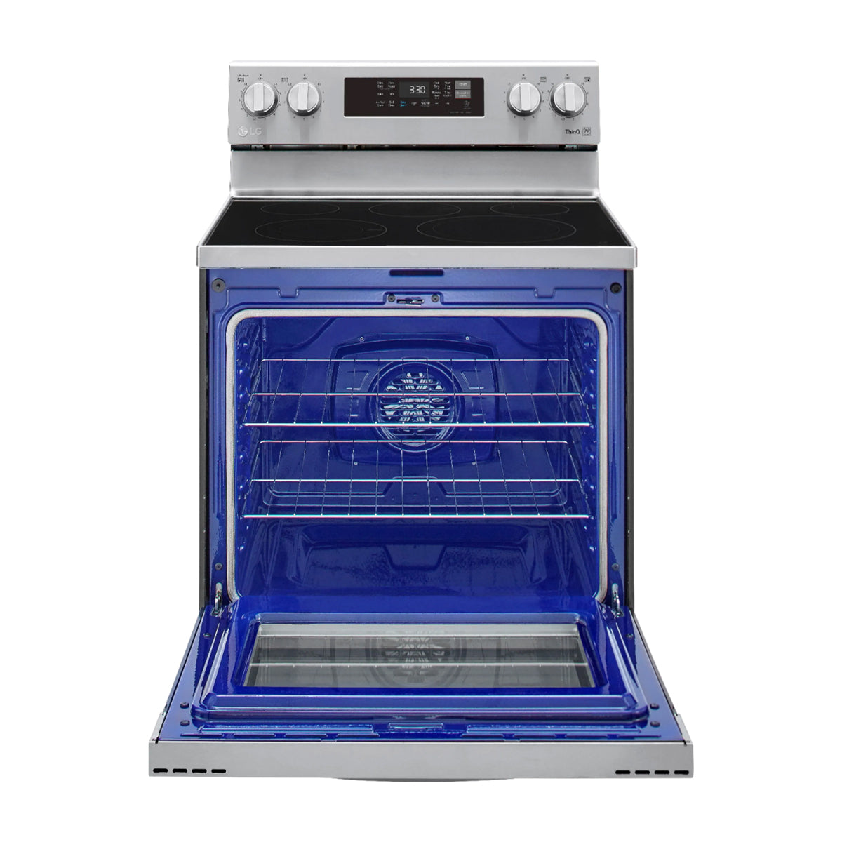 LG Estufa Eléctrica de Acero Inoxidable | 2-en-1 | Smart WiFi ThinQ | 6.3p3 | Air Fryer | Convección | Panel Digital | 30" | 5 Quemadores | Plateado