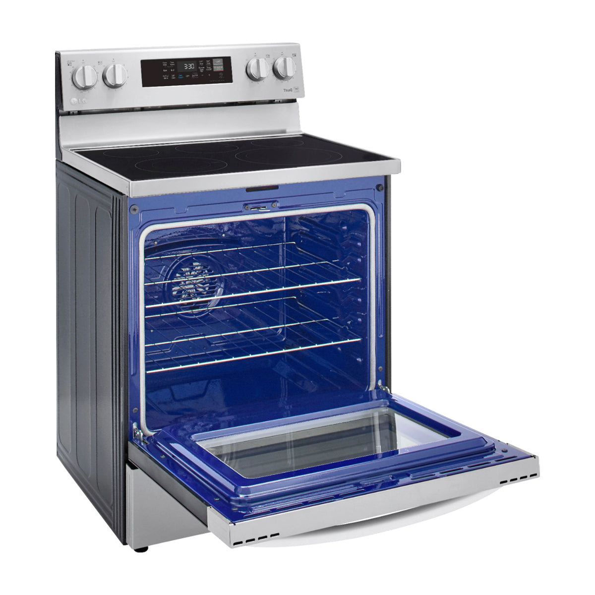 LG Estufa Eléctrica de Acero Inoxidable | 2-en-1 | Smart WiFi ThinQ | 6.3p3 | Air Fryer | Convección | Panel Digital | 30" | 5 Quemadores | Plateado