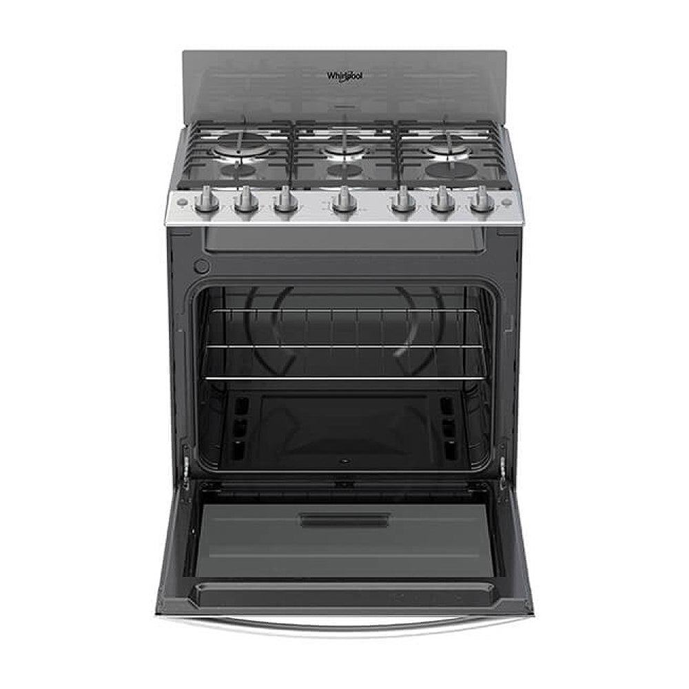 Whirlpool Estufa a Gas de Acero Inoxidable | Quemador Super | Ever Clean | Enc. Eléctrico | Plancha | 30" | 6 Quemadores