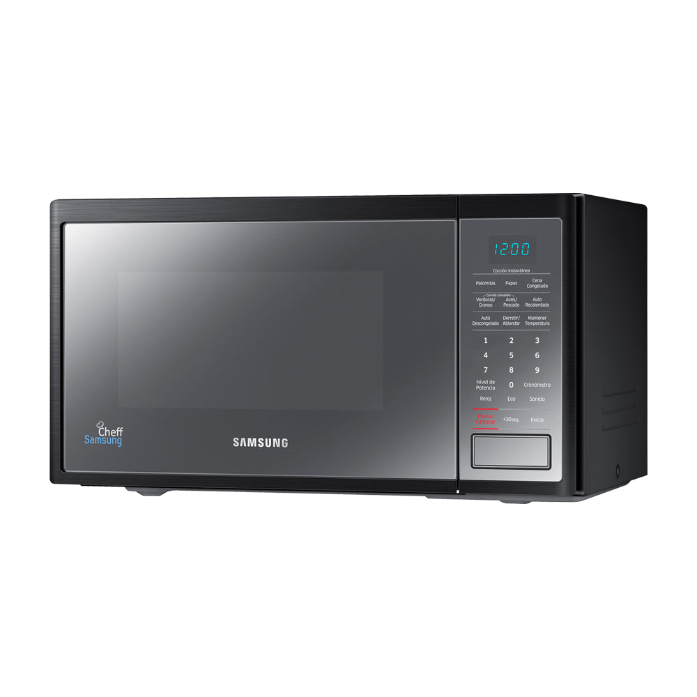 Samsung Microondas de 750W | Tipo Espejo | Interior de Cerámica Esmaltada | Modo Eco | 0.8p3 | Negro