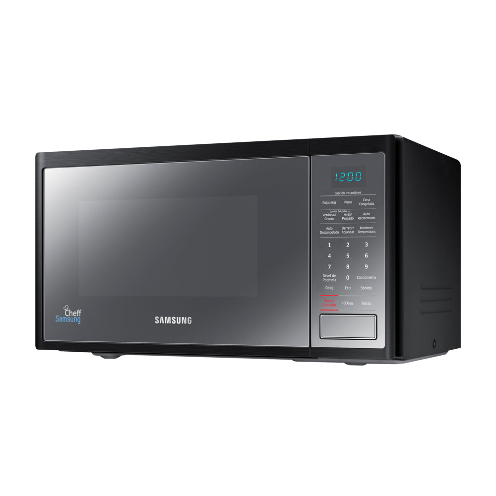 Samsung Microondas de 750W | Tipo Espejo | Interior de Cerámica Esmaltada | Modo Eco | 0.8p3 | Negro