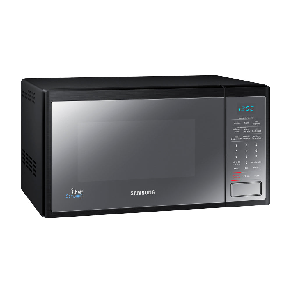 Samsung Microondas de 750W | Tipo Espejo | Interior de Cerámica Esmaltada | Modo Eco | 0.8p3 | Negro