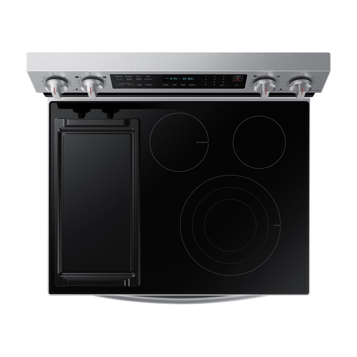 Samsung Estufa Eléctrica de Acero Inoxidable | 3-en-1 | WiFi Smart | 6.3p3 | Air Fryer | True Convection | Control de Voz (Alexa y Google) | Panel Digital | Plancha | 30" | 5 Quemadores