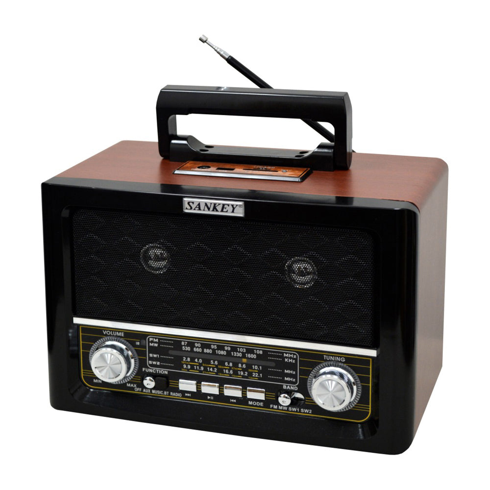 Sankey Radio Portátil | Sintonización FM | Asa Portable | Bluetooth | Negro