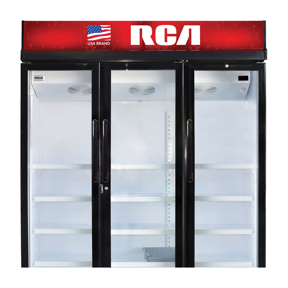 RCA Vitrina Comercial de 3 Puertas | Cierre Automático | Seguridad con Llave | 45p3