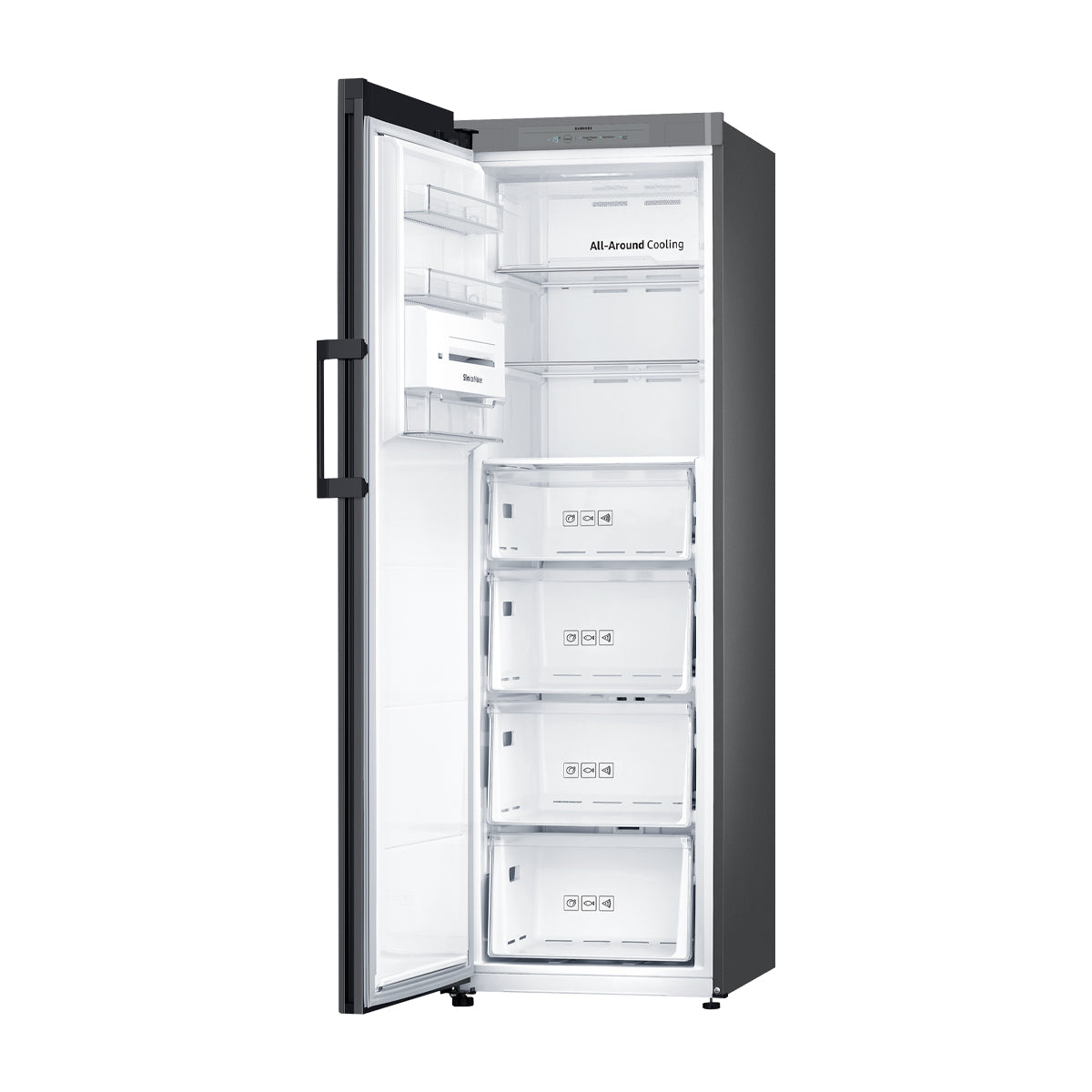 Samsung BESPOKE Congelador Vertical de 1 Puerta Digital Inverter | Modulos Personalizables | All Around Cooling | Power Freeze | Slim Ice Maker | 11.41p3 | Satin Grey