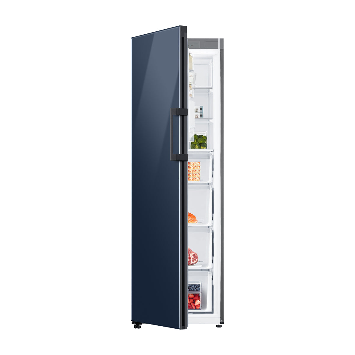 Samsung BESPOKE Congelador Vertical de 1 Puerta Digital Inverter | Modulos Personalizables | All Around Cooling | Power Freeze | Slim Ice Maker | 11.4p3 | Glam Navy