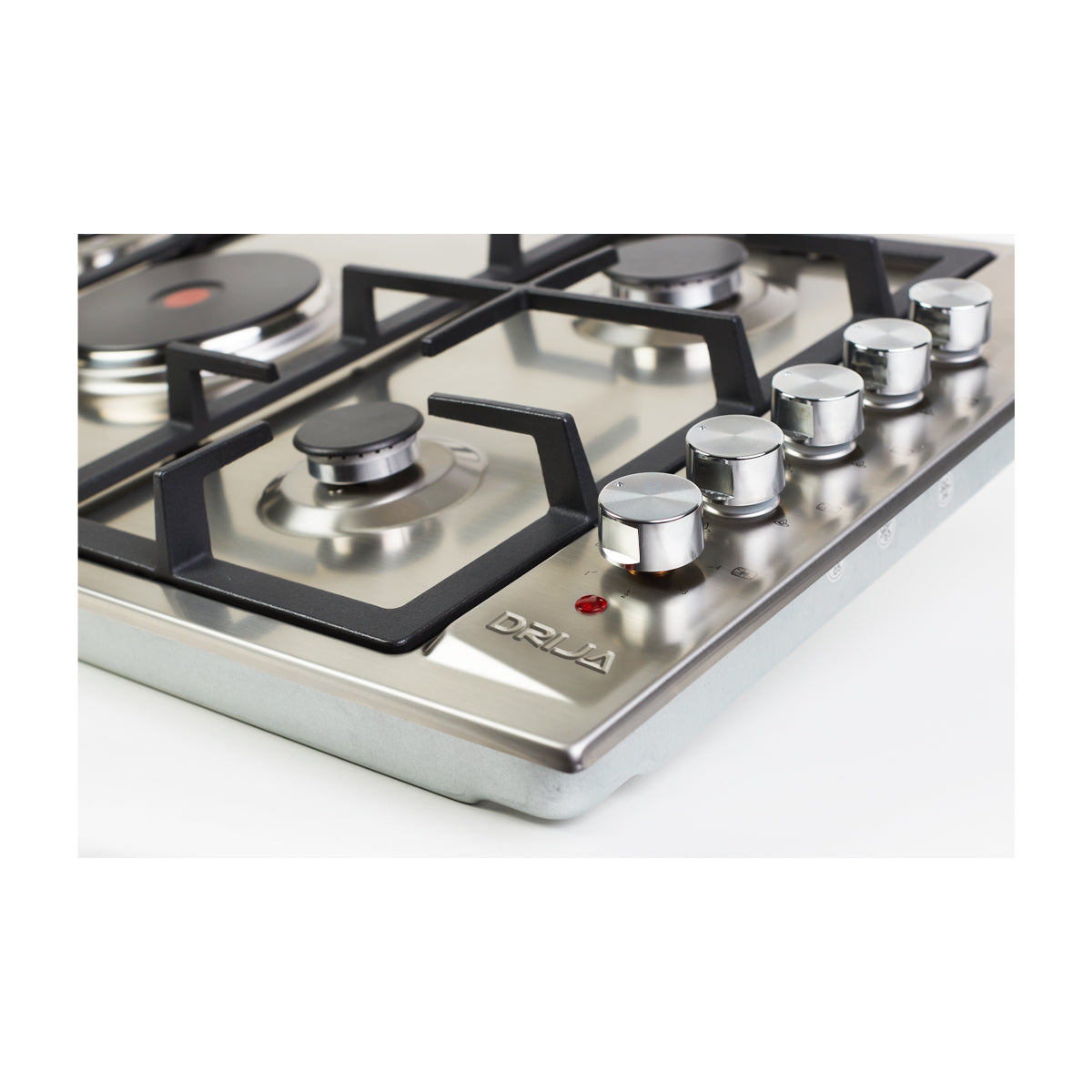 Drija Verona 90 Estufa Empotrable Dual (a Gas y Eléctrica) de Acero Inoxidable | 5 Quemadores | 4 Válvulas de Seguridad