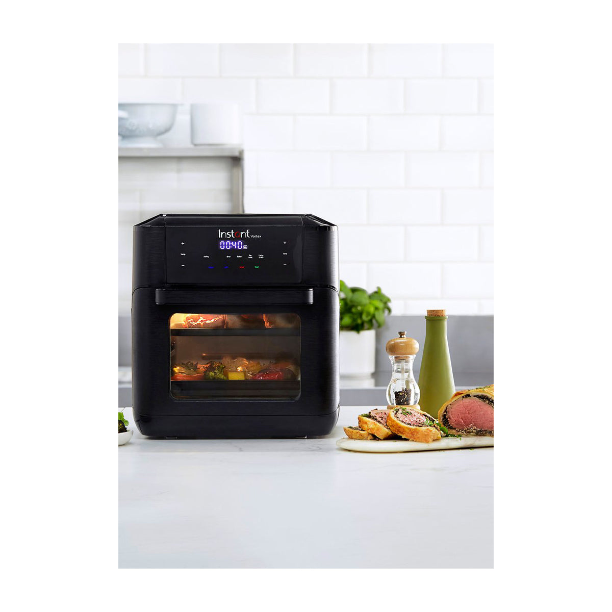 Instant Vortex Horno Freidora de Aire Digital 7-en-1 | 10QT | EvenCrisp | Puerta de Vidrio | Negro