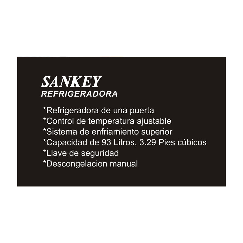 Sankey Refrigeradora Compacta de 1 Puerta | Rápido Enfriamiento | Control de Temperatura | 3.3p3 | Blanco