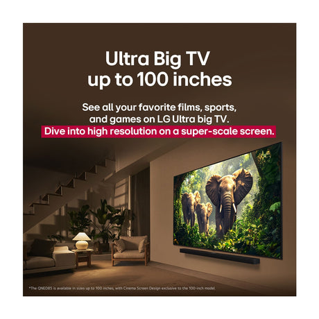 LG 100QNED86 Televisor QNED Evo Ultra HD 4K HDR10 Smart de 100" | Procesador a8 AI Gen2 | Dynamic QNED Color | AMD FreeSync Premium | Precision Dimming
