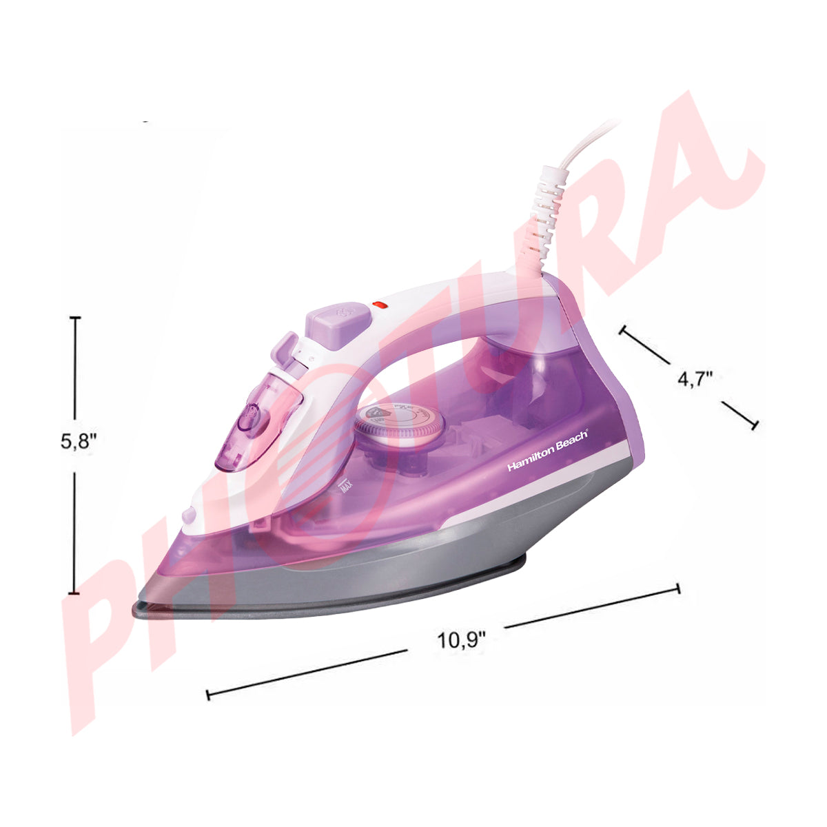 Hamilton Beach Plancha de Ropa a Vapor | Vapor Vertical | Antiadherente | Anti-Goteo | Morado Blanco
