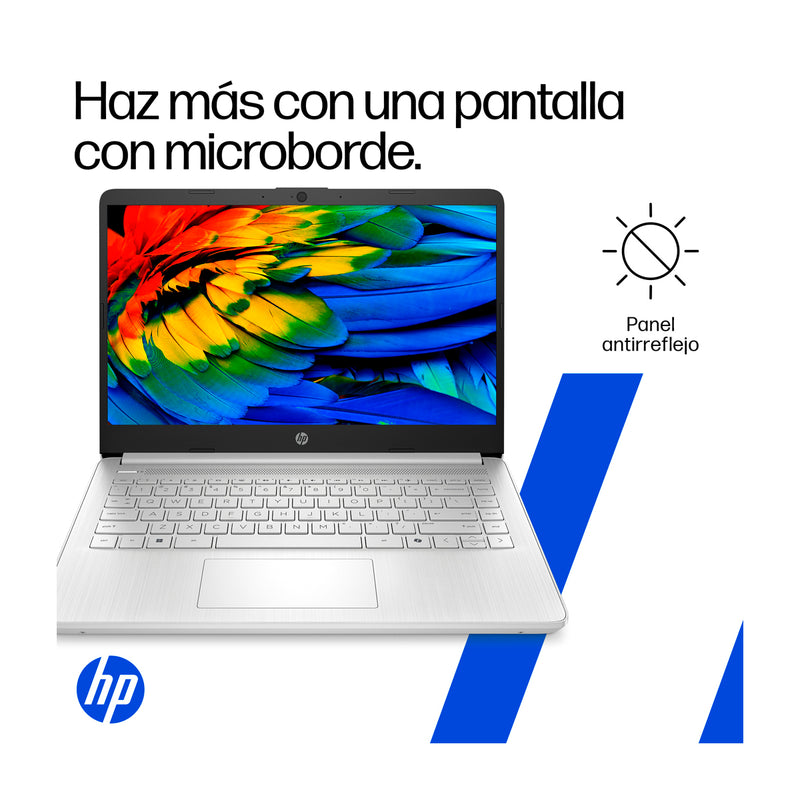 HP Laptop 14" HD, Intel N150, 4GB RAM, 128GB UFS, Windows 11 Home | Plateado