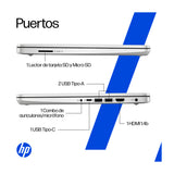 HP Laptop 14" HD, Intel N150, 4GB RAM, 128GB UFS, Windows 11 Home | Plateado