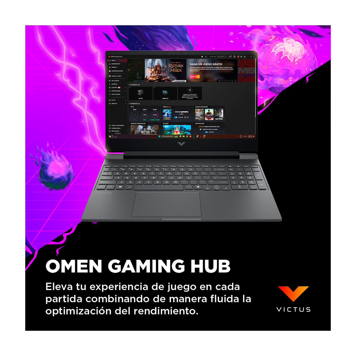 HP Victus Laptop Gaming 15.6" FHD 144Hz, Intel Core i5-13420H, 16GB RAM, 512GB SSD, NVIDIA GeForce RTX 3050 6GB, Windows 11 Home | Negro