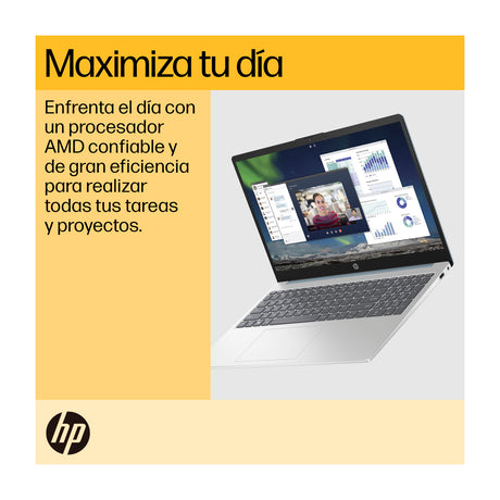 HP Laptop 15.6" FHD, AMD Ryzen 3 7320U, 8GB RAM, 512GB SSD, AMD Radeon, Windows 11 Home | Plateado Azul