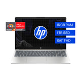 HP Laptop 15.6" FHD, AMD Ryzen 5 7520U, 16GB RAM, 1TB SSD, AMD Radeon, Windows 11 Home | Plateado Dorado