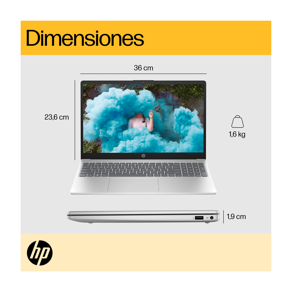 HP Laptop 15.6" FHD, AMD Ryzen 7 7730U, 16GB RAM, 1TB SSD, AMD Radeon, Windows 11 Home | Plateado