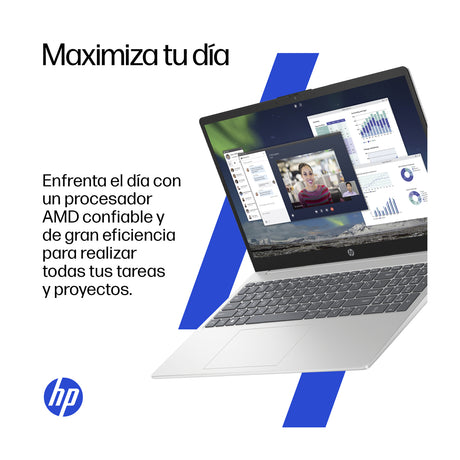 HP Laptop 15.6" FHD, AMD Ryzen 7 7730U, 8GB RAM, 512GB SSD, AMD Radeon, Windows 11 Home | Plateado