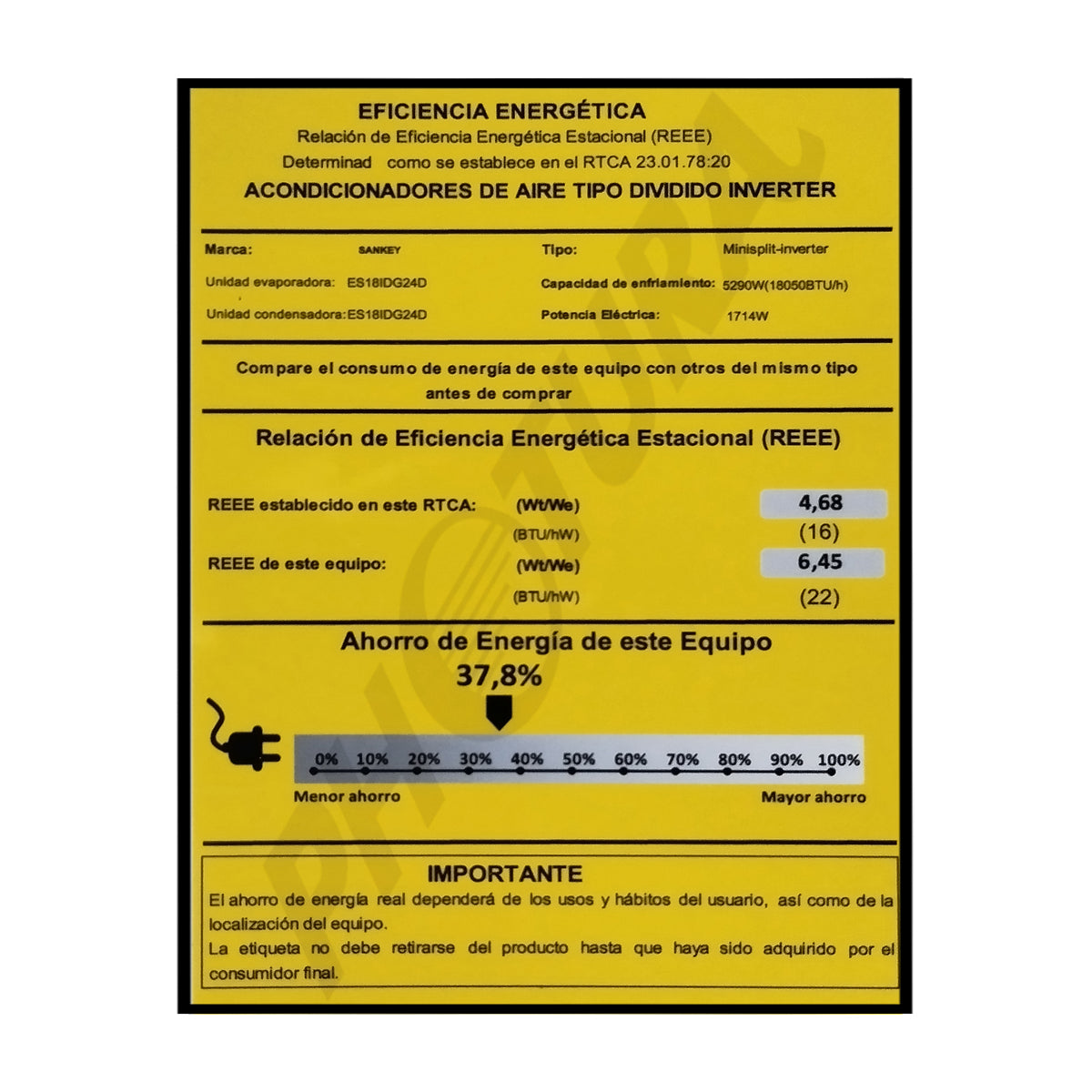 Sankey Aire Acondicionado Split Inverter Serie G+ 18,050 BTU | SEER 22 | Alta Eficiencia | Protección de Voltaje | Rápido Enfriamiento | Modo ECO+ | 220v