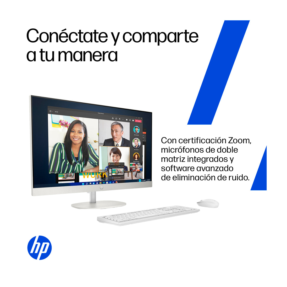 HP Computadora de Escritorio All in One de 23.8" FHD, AMD Ryzen 5 7520U, 8GB RAM, 512GB SSD, AMD Radeon, Windows 11 Home | Blanco