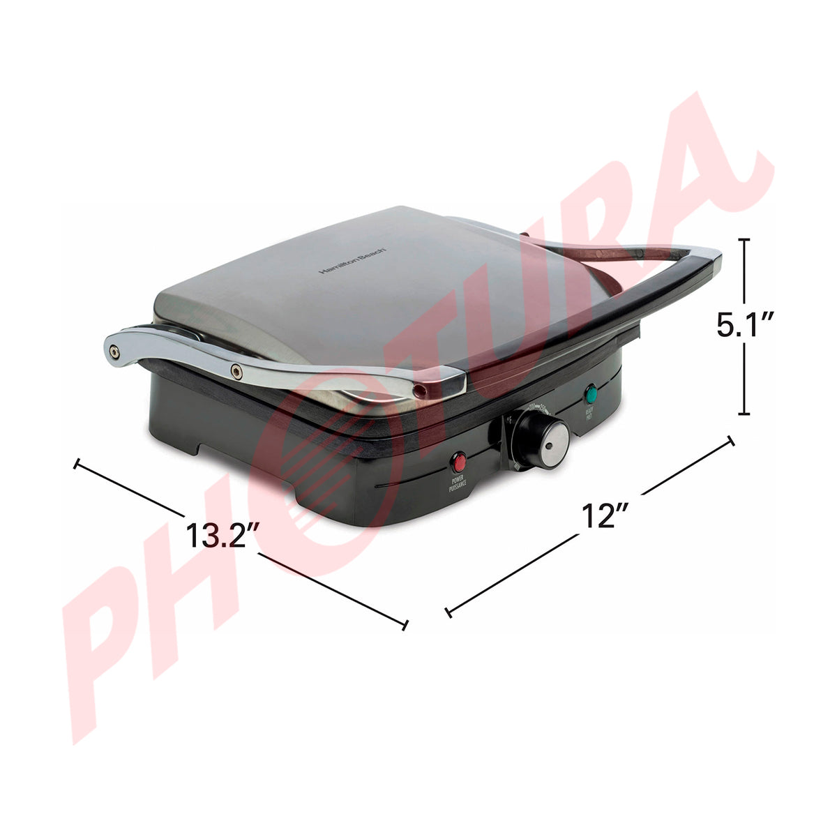 Hamilton Beach Prensa para Panini, Sandwichera y Parrilla para Interiores | Plateado