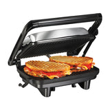 Hamilton Beach Panini Press Sandwichera Gourmet | Rejillas Antiadherentes | Plateado