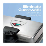 Hamilton Beach Waflera | Estilo Belga | Doble Wafle | Superficie Antiadherente | Rápido & Facil de Usar | Acero Inoxidable