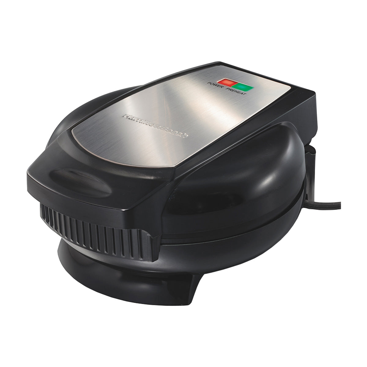 Hamilton Beach Waflera | Estilo Belga | Superficie Antiadherente | Rápido & Facil de Usar | Negro