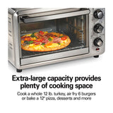 Hamilton Beach Horno Eléctrico con Freidora de Aire | Tostador | Convección | Bandeja Deslizable | Acero Inoxidable | Plateado