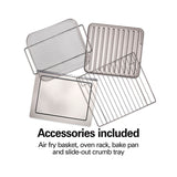 Hamilton Beach Horno Eléctrico con Freidora de Aire | Tostador | Convección | Bandeja Deslizable | Acero Inoxidable | Plateado