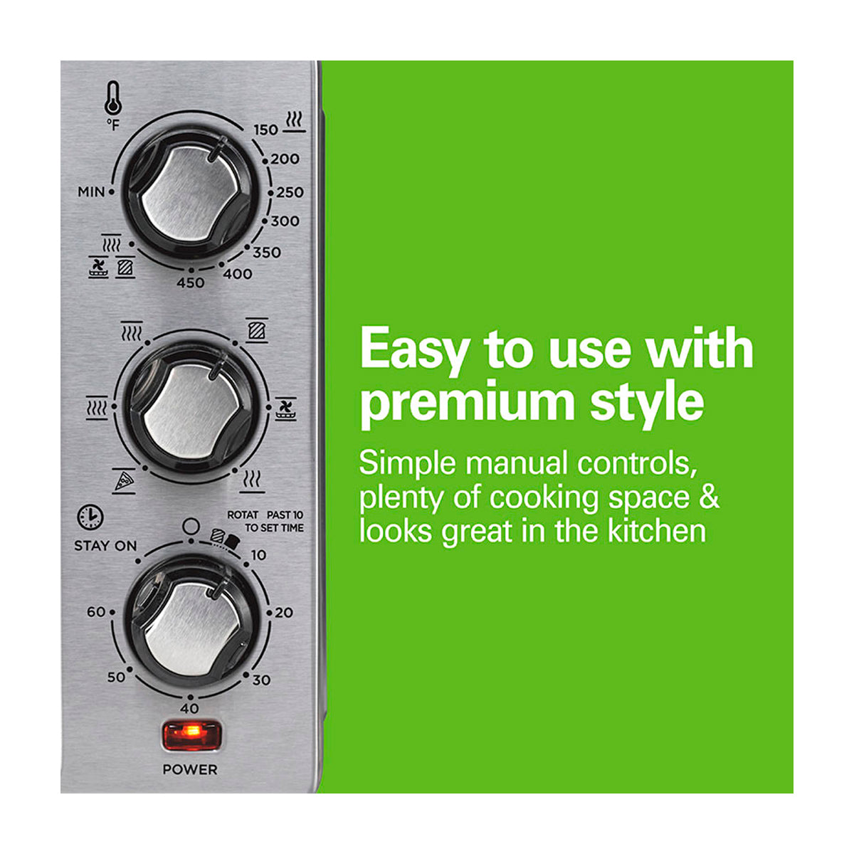 Hamilton Beach Horno Eléctrico con Freidora de Aire | Tostador | Convección | Bandeja Deslizable | Acero Inoxidable | Plateado