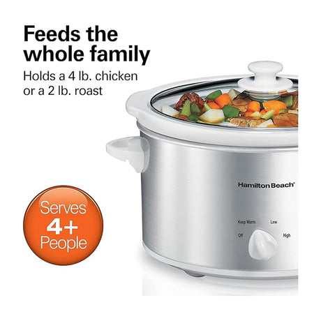 Hamilton Beach Olla de Cocción Lenta de 3.8L | Interior Extraíble | Plateado