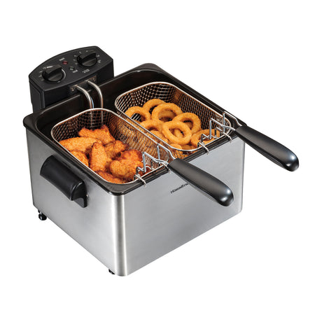 Hamilton Beach Freidora de Aceite de Inmersión | 19 Tazas de Aceite | 12 Tazas de Alimento | Profesional | Temporizador