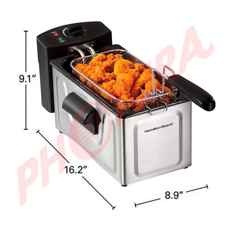 Hamilton Beach Freidora de Aceite de Inmersión | 8 Tazas de Aceite | 6 Tazas de Alimento | Profesional