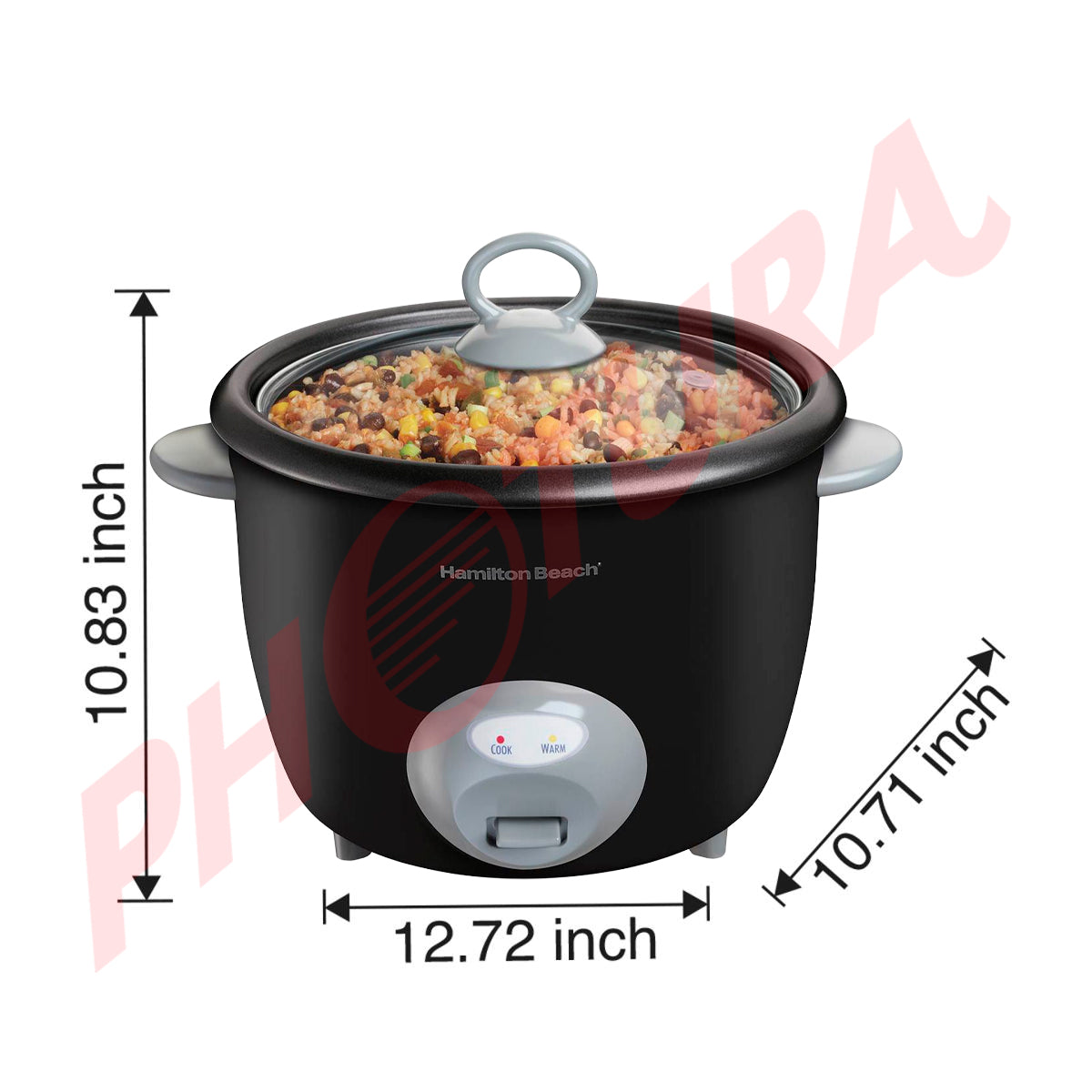 Hamilton Beach Olla Arrocera de 20 Tazas | Interior Antiadherente Extraible | Negro