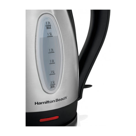Hamilton Beach Hervidor Eléctrico de 1.7 Litros | Indicador Iluminado | Apagado Automático | Plateado