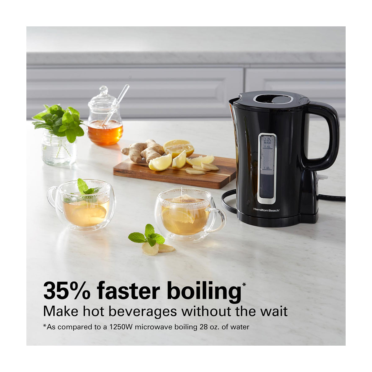 Hamilton Beach Hervidor Eléctrico de 1.7 Litros | Apagado Automático | Vertido Inalámbrico | Negro