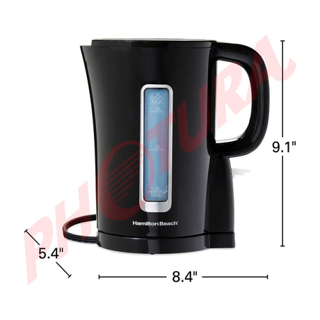 Hamilton Beach Hervidor Eléctrico de 1.7 Litros | Apagado Automático | Vertido Inalámbrico | Negro