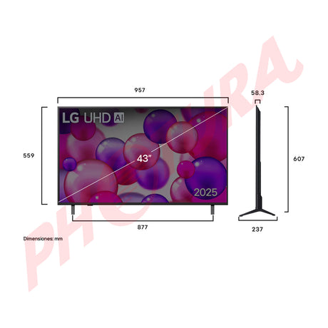 LG 43UA8000 Televisor LED Ultra HD 4K HDR10 Pro Smart de 43" | Procesador a7 Gen 8 AI | ThinQ AI | AI Sound Pro | Immersive Cinema Experience