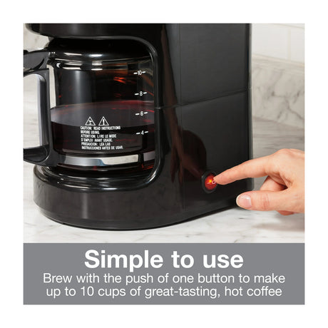 Proctor Silex Cafetera de 10 Tazas | Filtro Permanente Lavable | Interruptor Iluminado | Negro