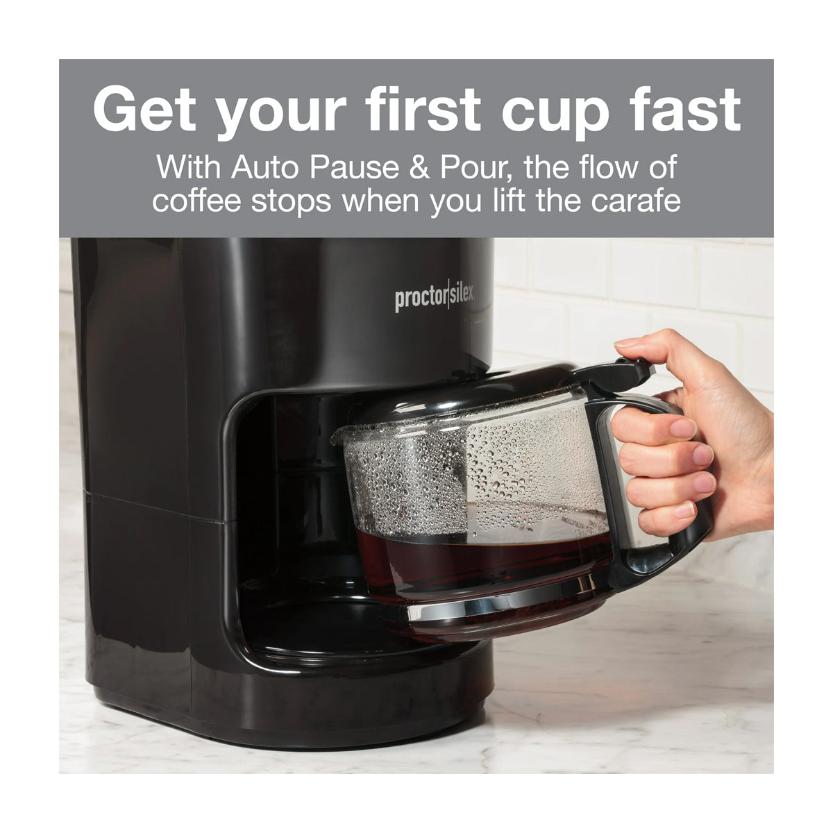 Proctor Silex Cafetera de 10 Tazas | Filtro Permanente Lavable | Interruptor Iluminado | Negro