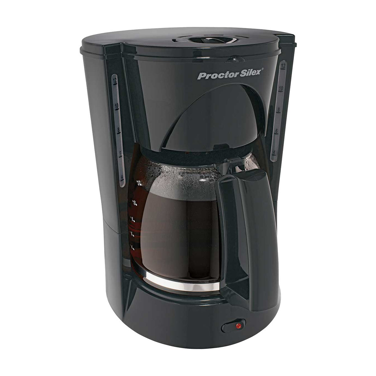 Proctor Silex Cafetera de 12 Tazas | Filtro Permanente Lavable | Interruptor Iluminado | Negro