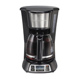 Hamilton Beach Cafetera de 12 Tazas | Programable | Pantalla LED | Negro Plateado