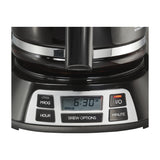 Hamilton Beach Cafetera de 12 Tazas | Programable | Pantalla LED | Negro Plateado