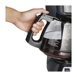 Hamilton Beach Cafetera de 12 Tazas | Programable | Pantalla LED | Negro Plateado