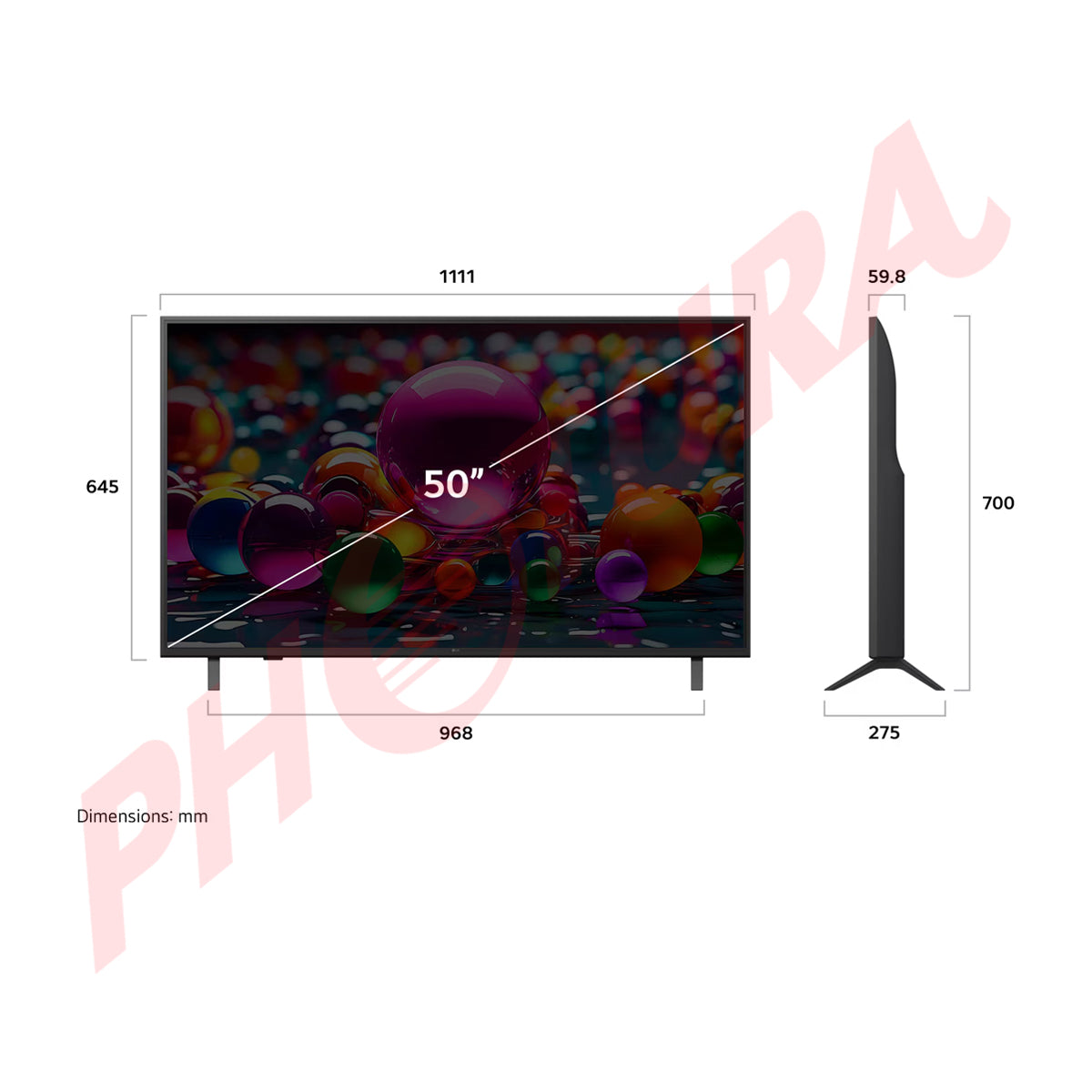 LG 50UA7500 Televisor LED Ultra HD 4K HDR10 Pro Smart de 50" | Procesador a7 Gen 8 AI | ThinQ AI | Immersive Cinema Experience