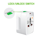 Okahama Adaptador universal con Protector de Sobretensión | 2 Puertos USB | 5 enchufes | 110 - 240 V