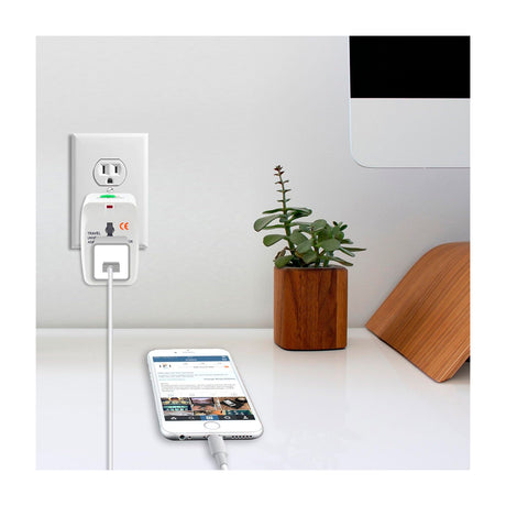 Okahama Adaptador Universal con Protector de Sobretensión | 2 Puertos USB | 5 Enchufes | 110 - 240 V
