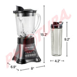 Hamilton Beach Wave Crusher Licuadora de 12 Funciones | Wave Action | 1.2L & 0.6L | 700W | Gris Negro
